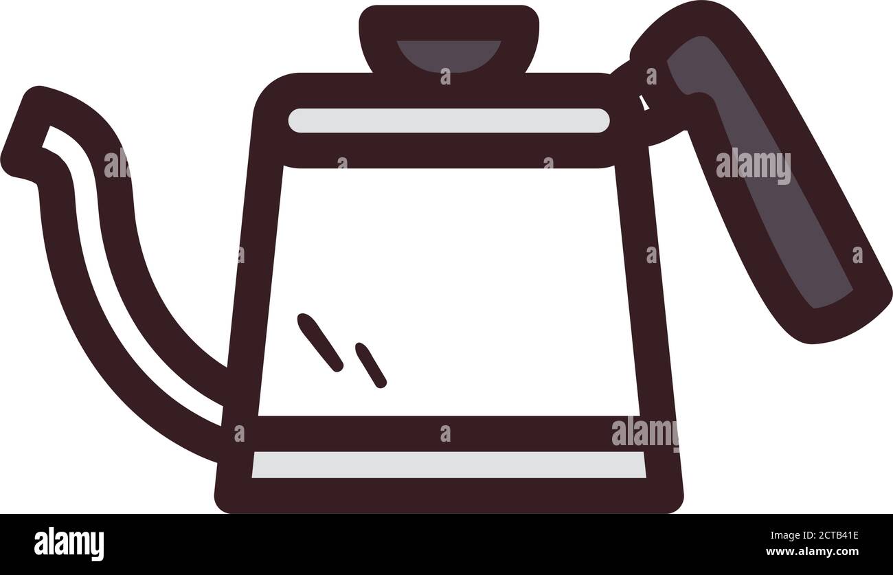 Coffee kettle line and fill style icon design of time drink breakfast