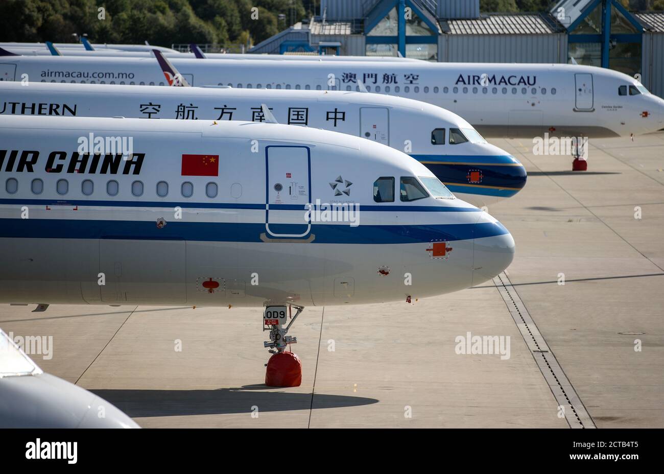 Laage, Germany. 17th Sep, 2020. New Airbus A320neo aircraft are