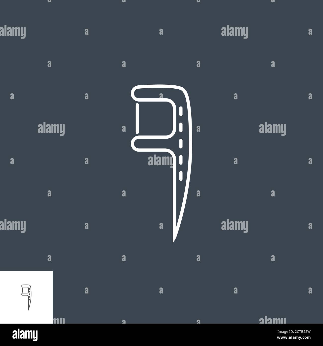 Floss Toothpick Line Icon Stock Vector