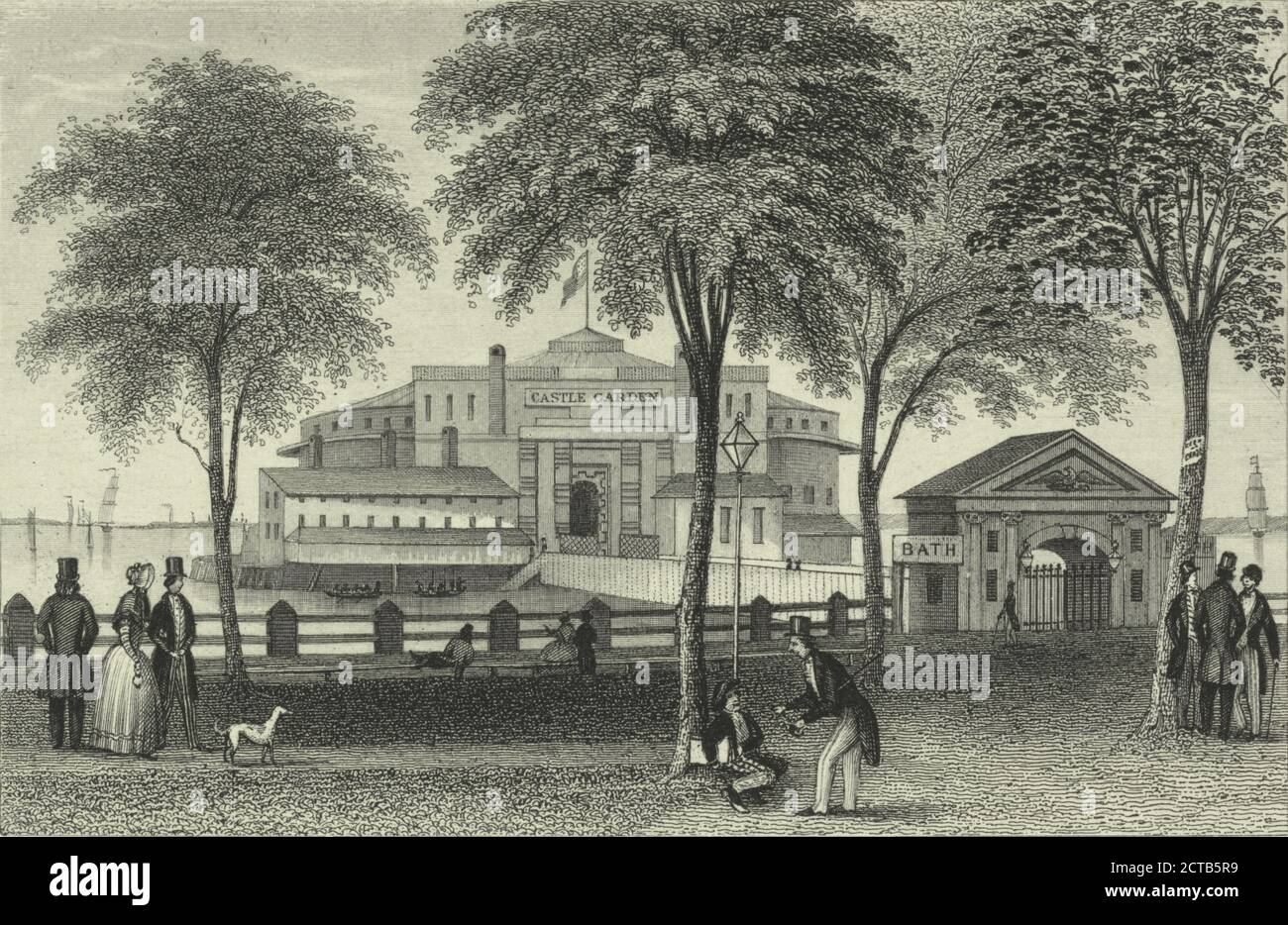 Castle Garden. From the Battery, still image, Prints, 1849, Wade, William (fl. 1844-1852), Dougal, William H. (1822-1895 Stock Photo