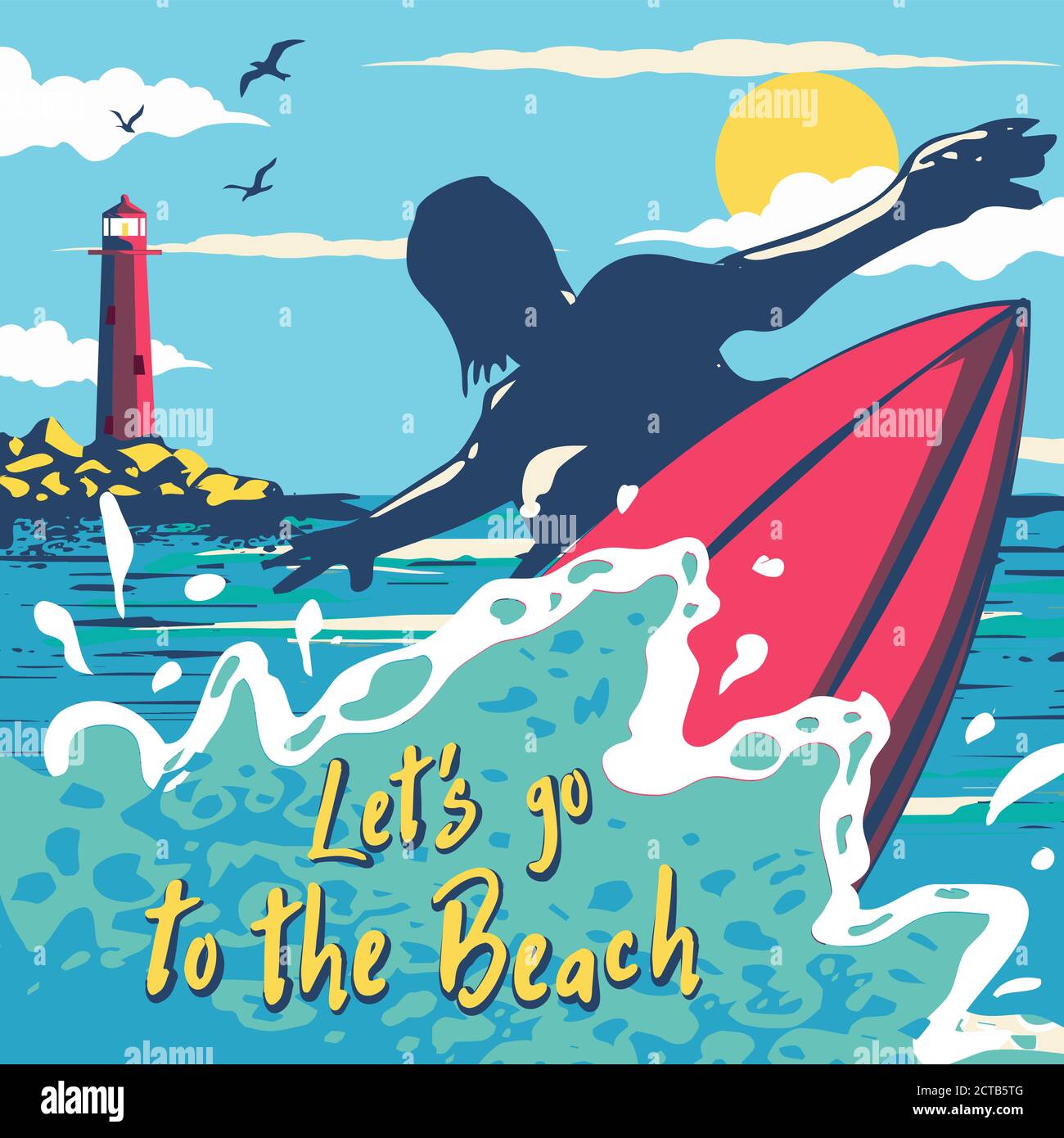 surfing man on a beach palm sand ocean on background banner site poste ...