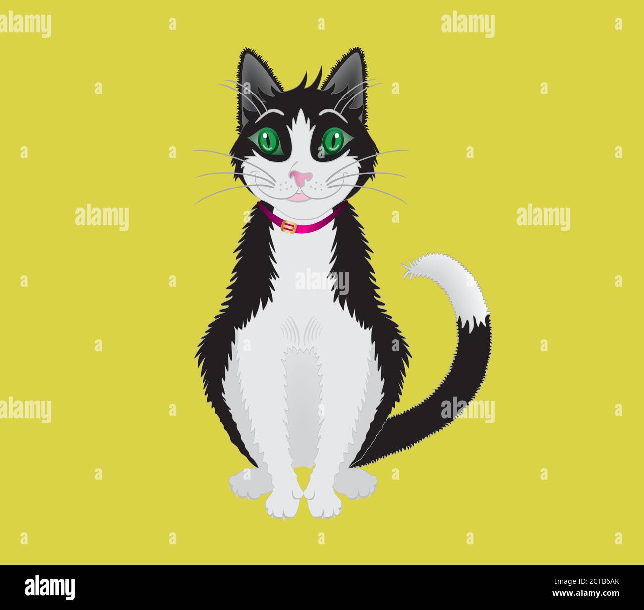 Cute cartoon cat sitting on yellow background. Vector illustration. EPS10  Stock Vector Image & Art - Alamy