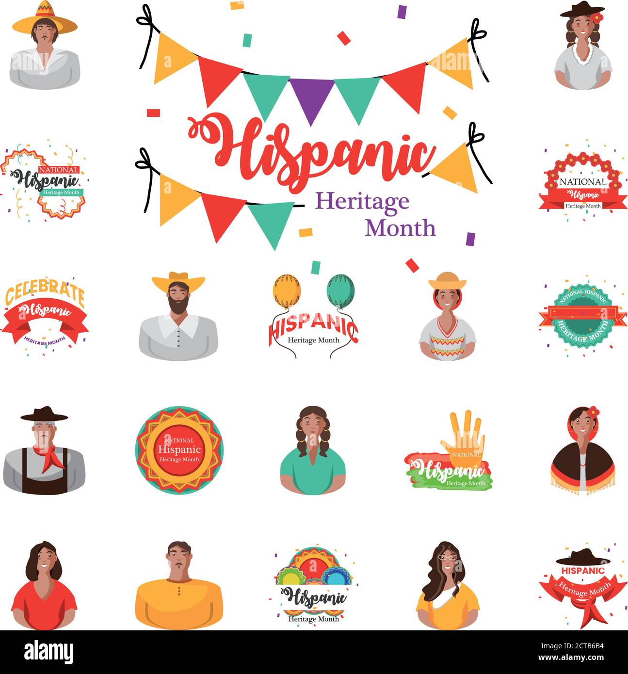 national hispanic heritage month icons group design, culture and latino