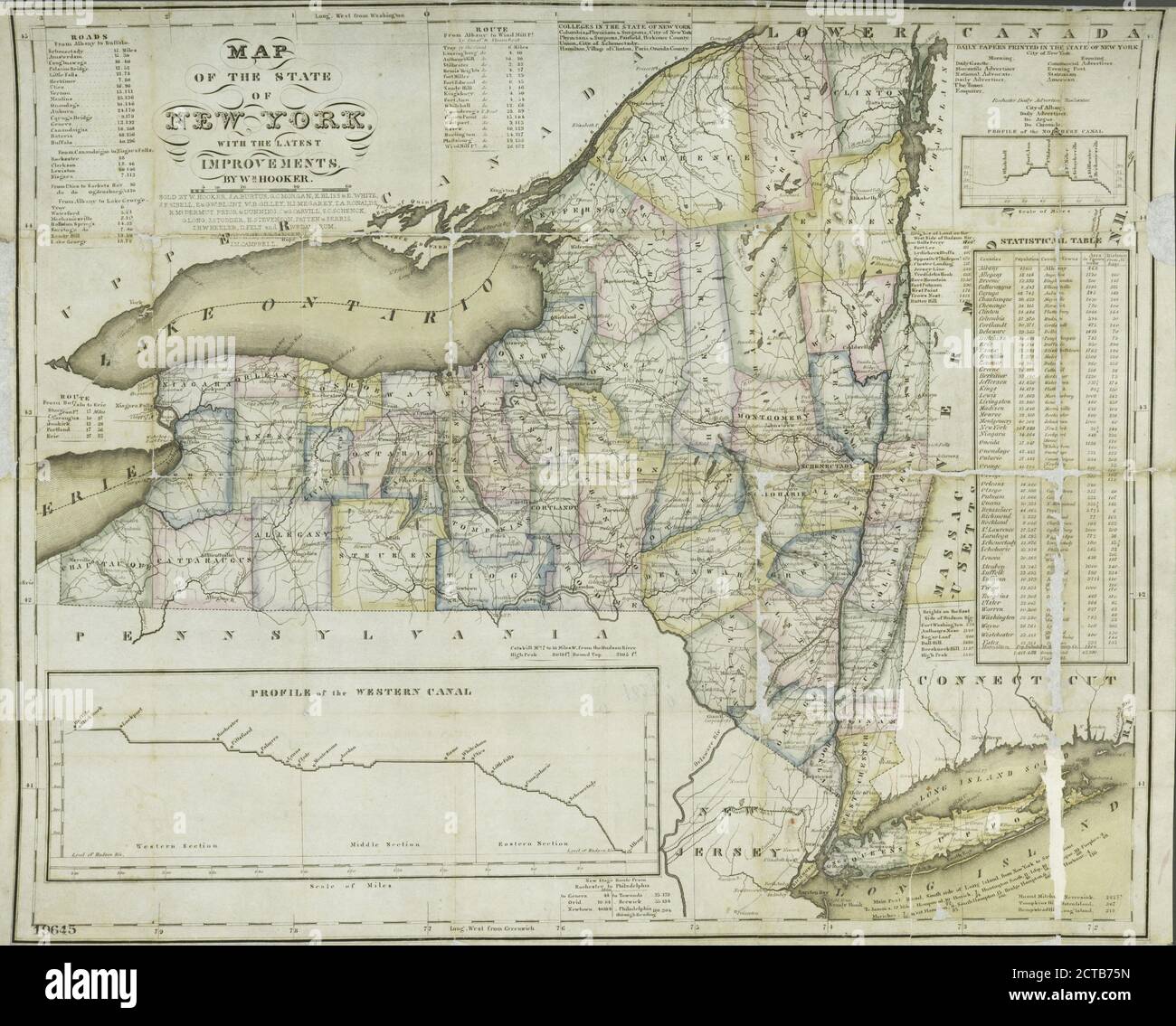 Map of the State of New York : with the latest improvements, cartographic, Maps, 1827 Stock Photo