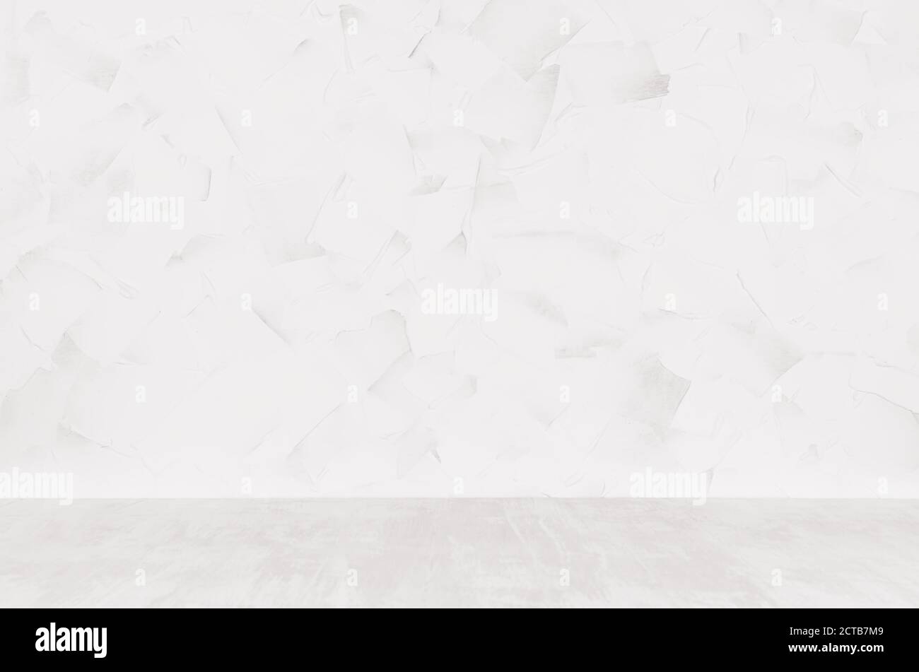 White painted room with perspective, plaster wall and wood board