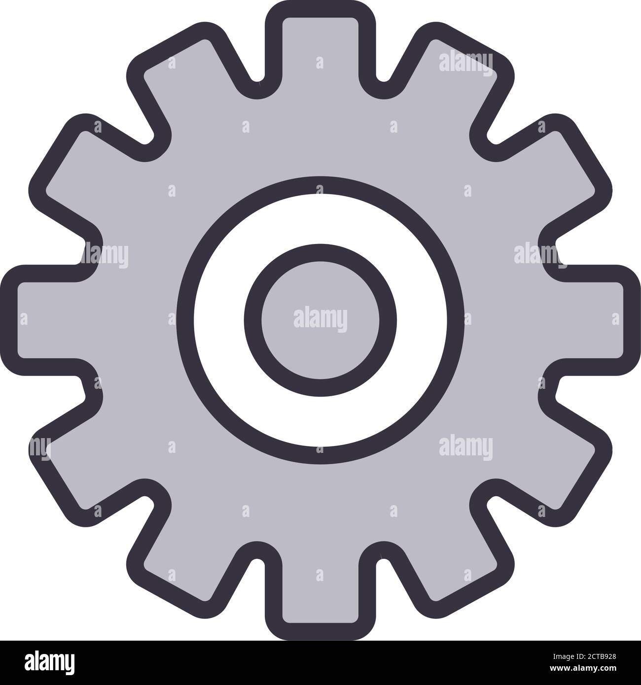 Gear line and fill style icon design, construction work repair machine ...