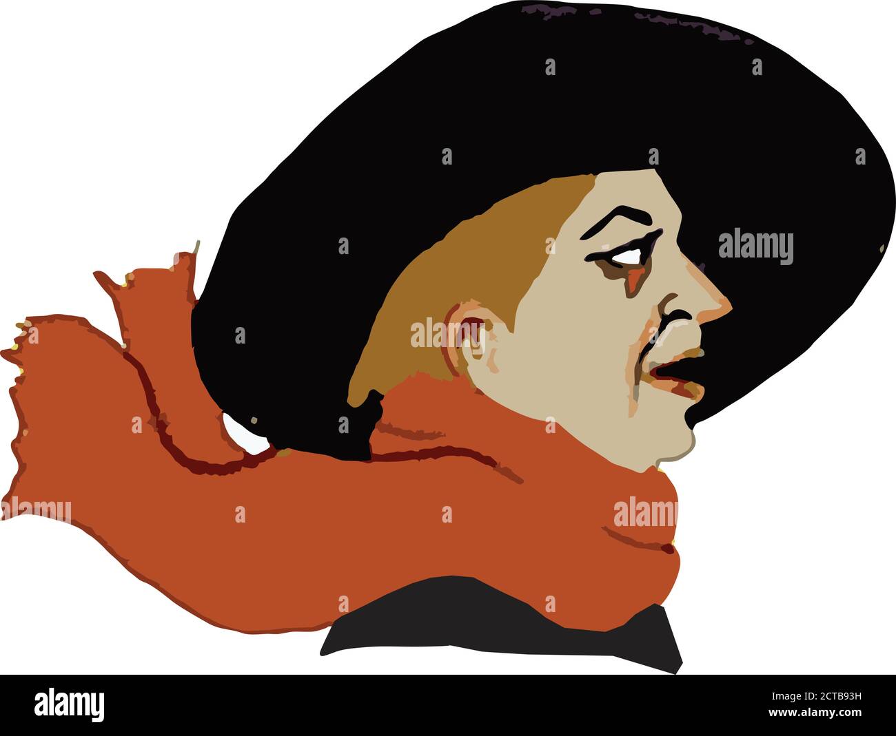Vector of celebrities of La Belle Epoque. France Aristide Bruant (1851 – 1925) was a French cabaret singer, comedian, and nightclub owner. He is best Stock Vector