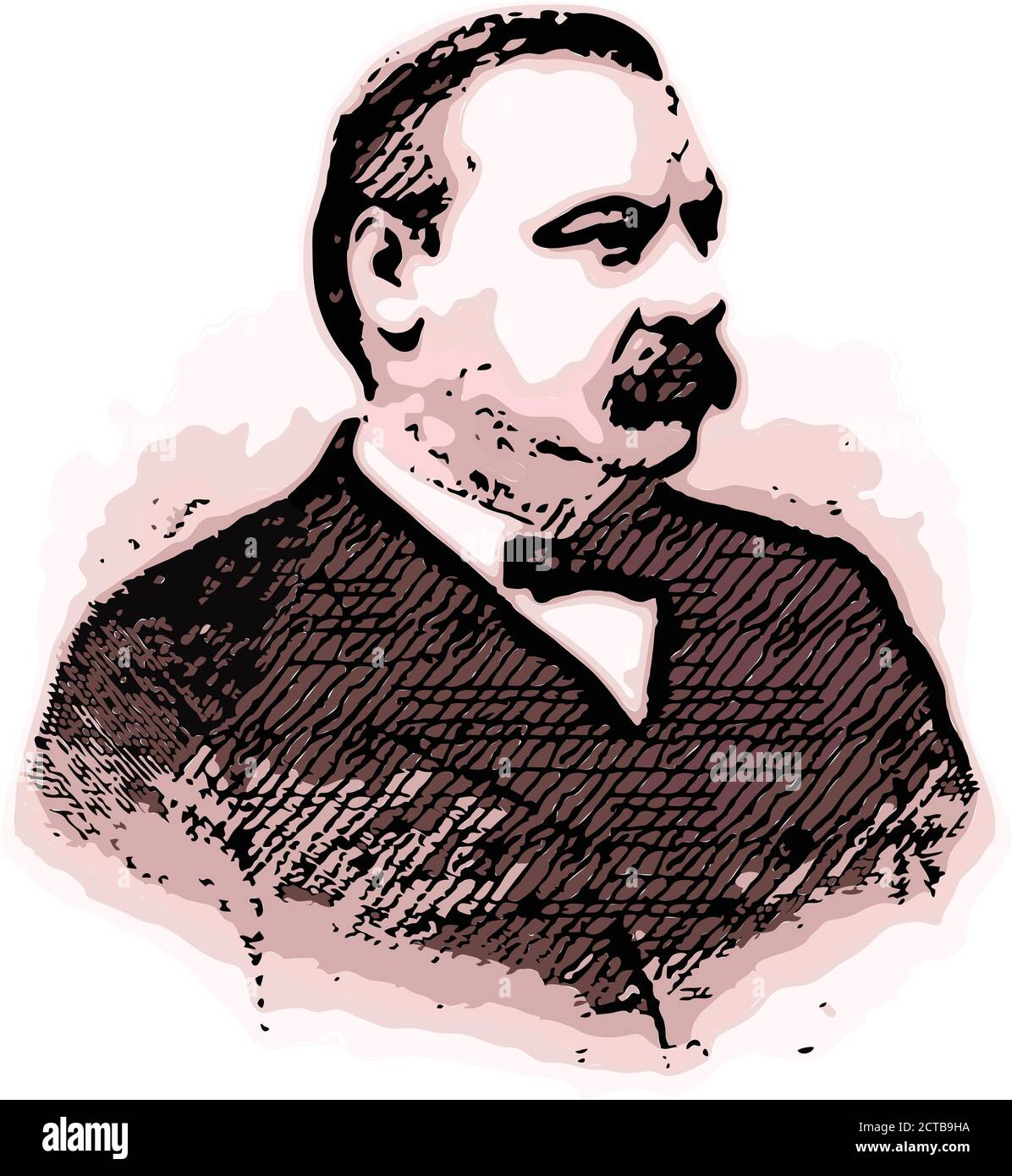Vector portrait of president Grover Cleveland . Stephen Grover Cleveland (1837 – 1908) was an American politician and lawyer who was the 22nd and 24th Stock Vector