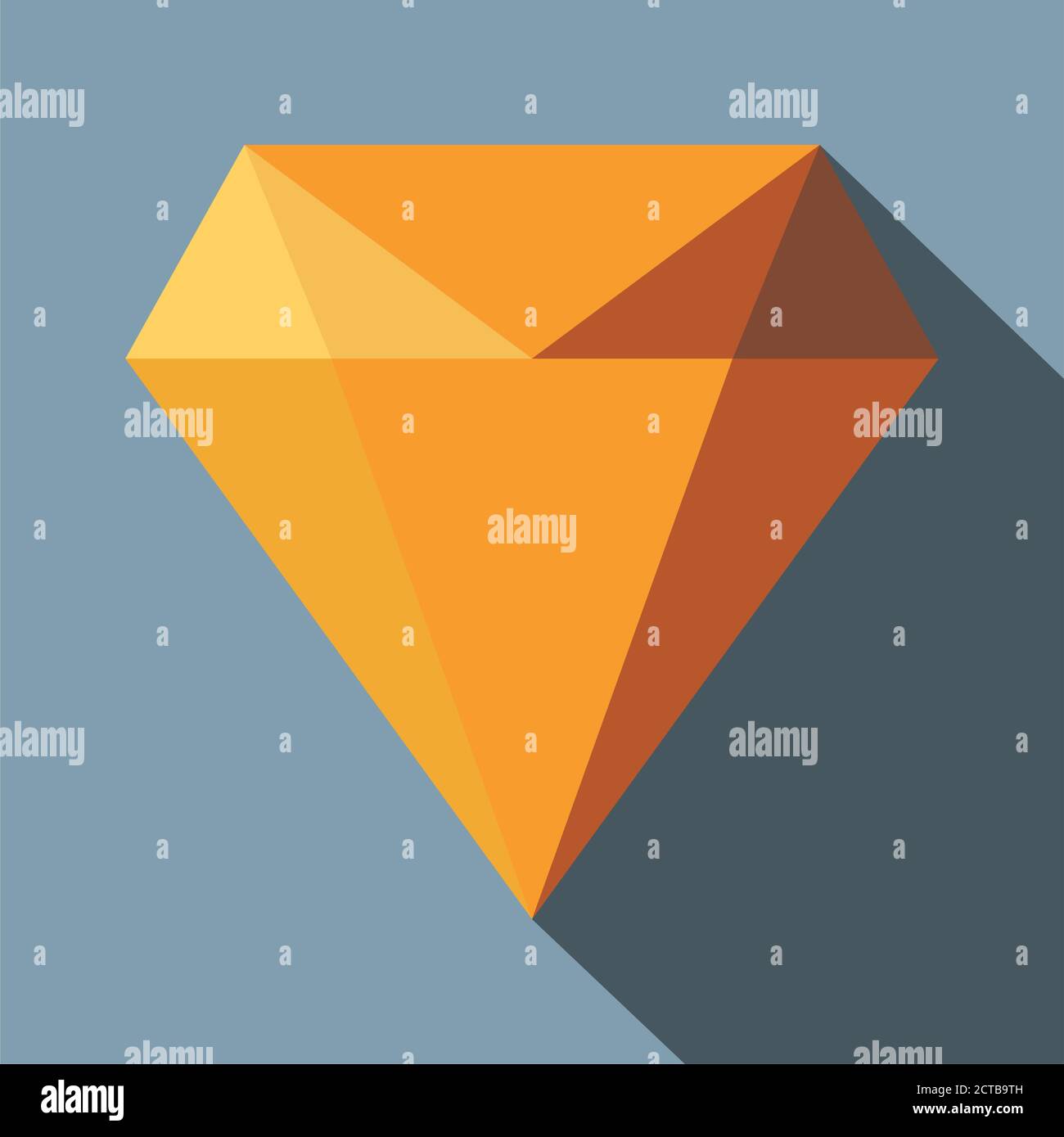 Diamond emerald flat illustration icon. Diamond emerald vector icon for web design with shadow . Stock Vector