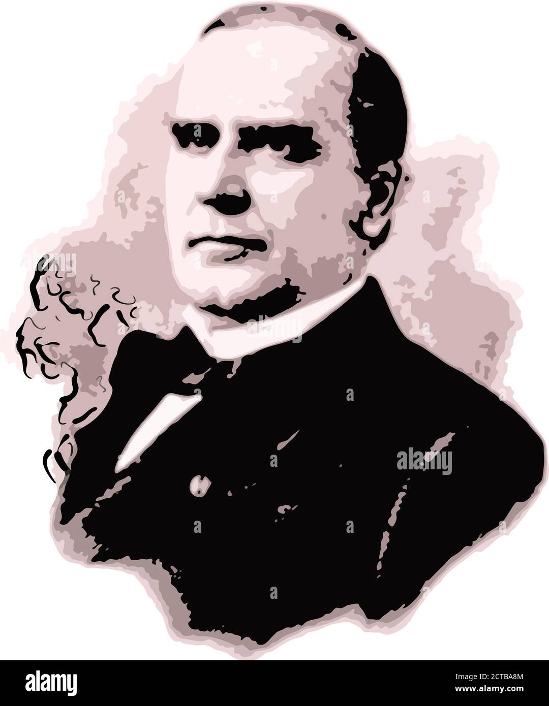 Vector portrait of president William McKinley. William McKinley (1843 – 1901) was the 25th president of the United States from 1897, until his assassi Stock Vector