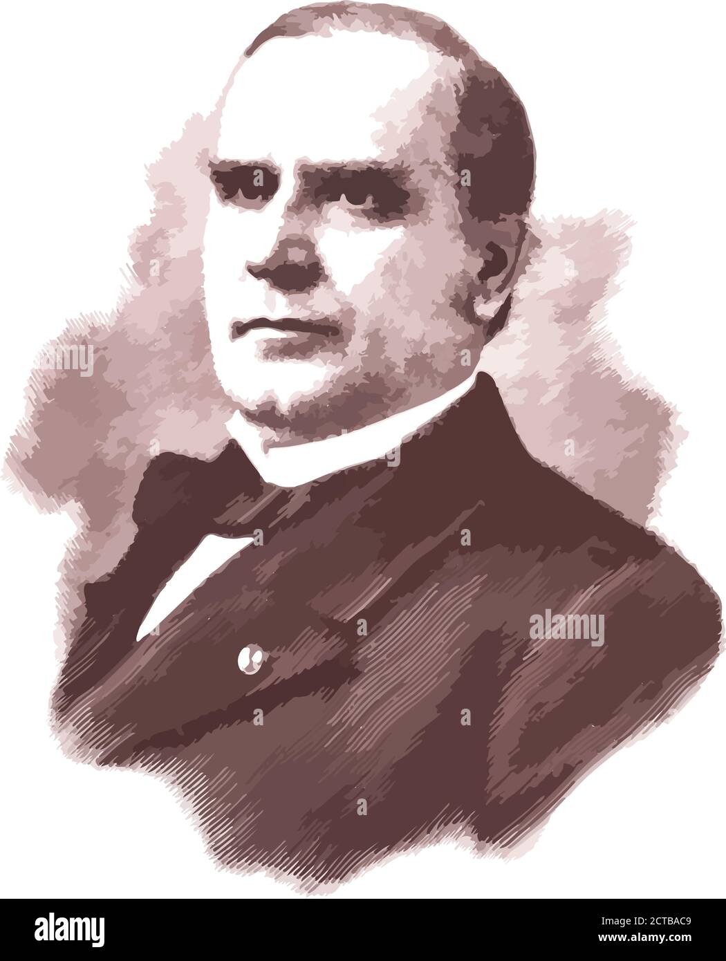 Vector portrait of president William McKinley. William McKinley (1843 – 1901) was the 25th president of the United States from 1897, until his assassi Stock Vector