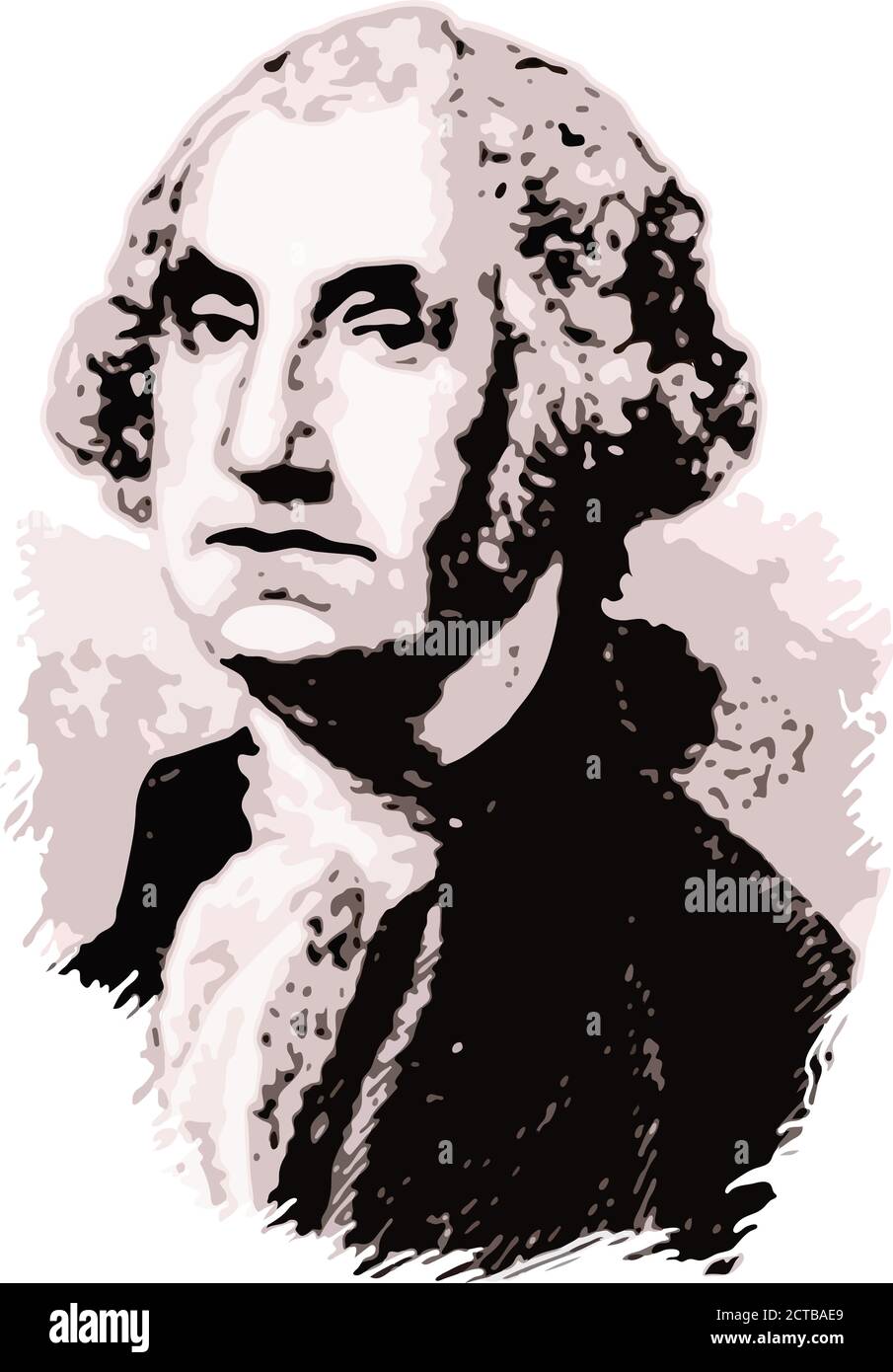 Vector portrait of president George Washington. George Washington (1732 – 1799) was an American political leader, military general, statesman, and fou Stock Vector