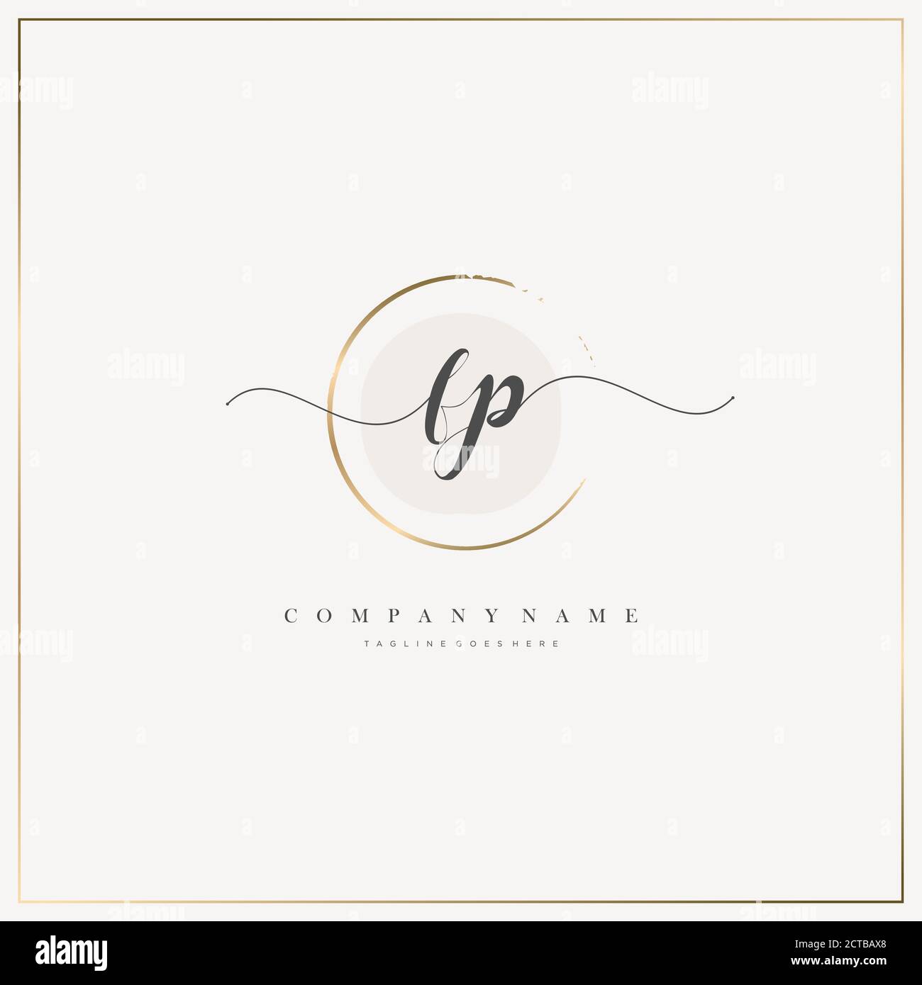 FP Initial Letter handwriting logo hand drawn template vector, logo for beauty, cosmetics, wedding, fashion and business Stock Vector