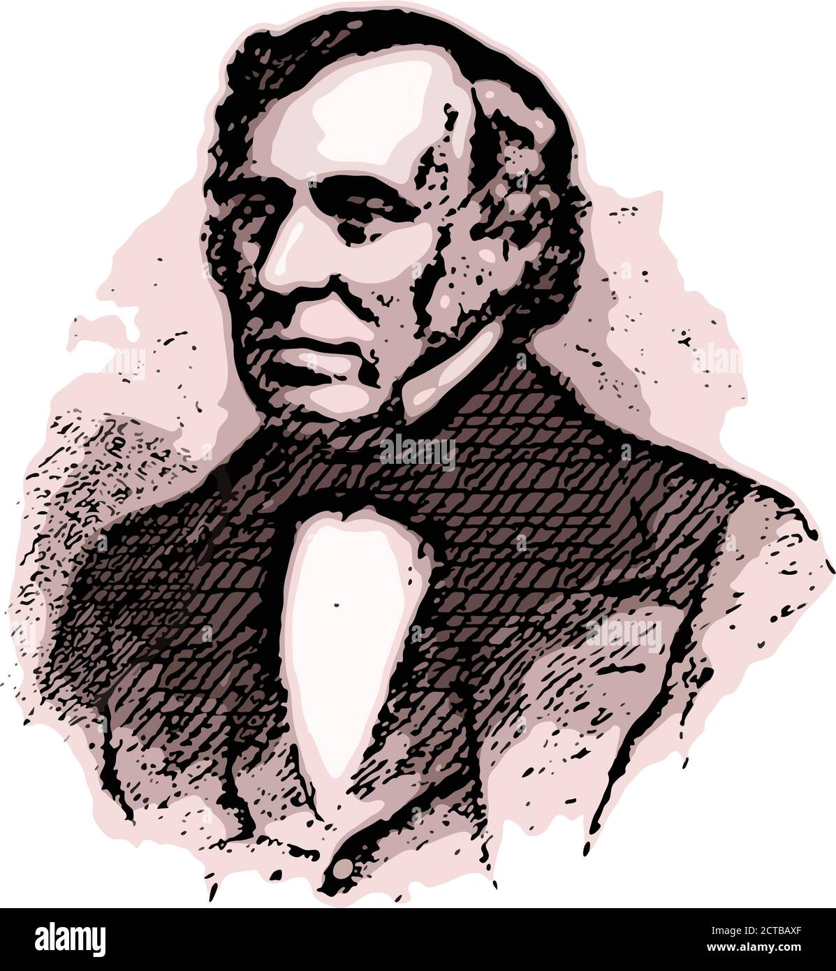 Vector portrait of president Zachary Taylor. Zachary Taylor (1784 – 1850) was the 12th president of the United States, serving from March 1849 until h Stock Vector