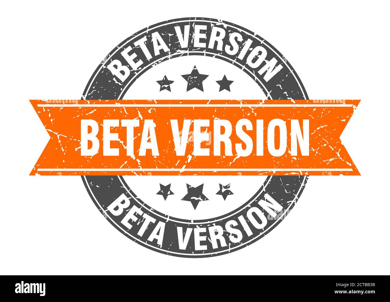beta version round stamp with ribbon. sign. label Stock Vector