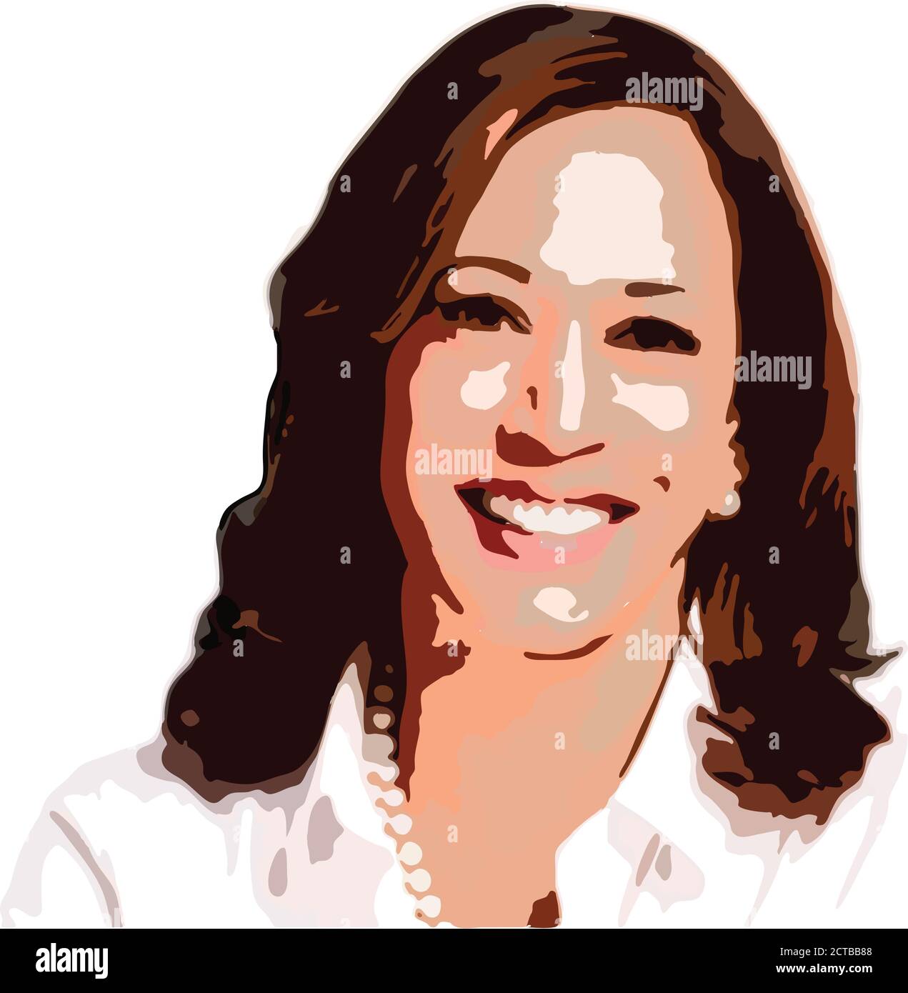 Vector portrait of Kamala Harris. Kamala Devi Harris (born October 20, 1964) is an American politician and attorney who has served as the junior Unite Stock Vector