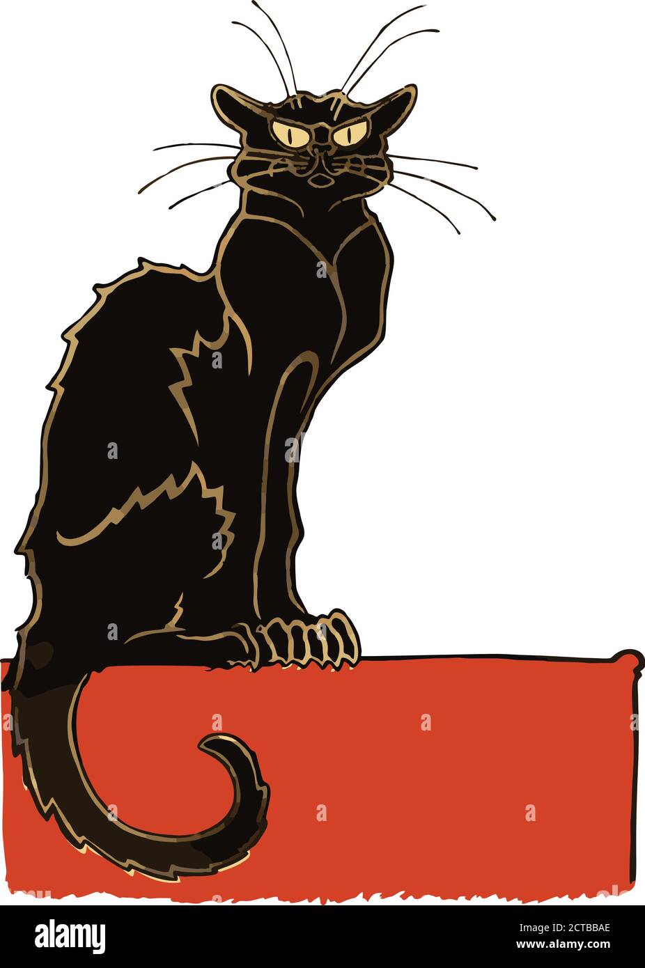 Vector clipart of The Black Cat cabare (Le Chat Noir). Based on a drawing by Theophile Alexandre  Steinlen. 1895 Stock Vector