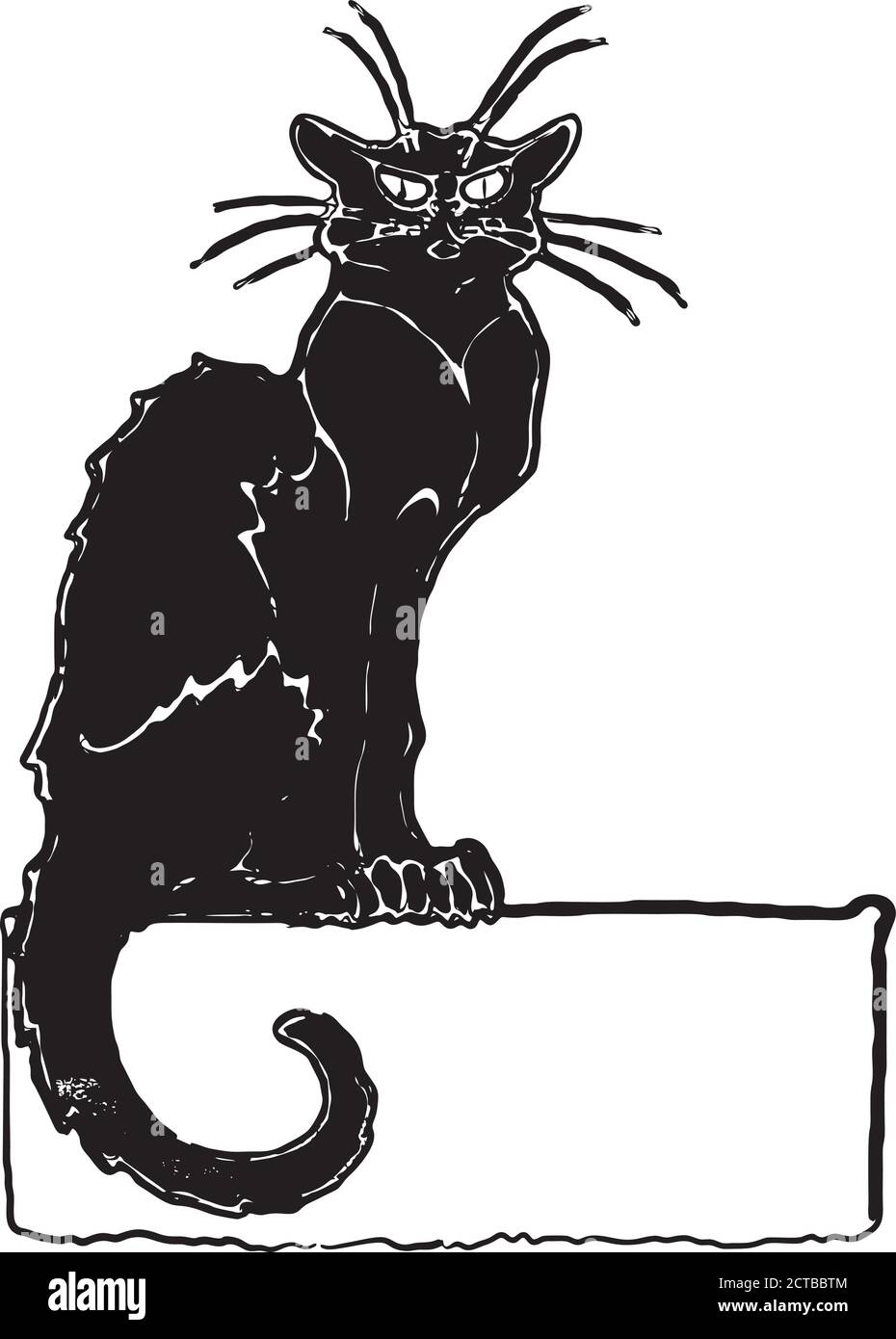 Vector clipart of The Black Cat cabare (Le Chat Noir). Based on a drawing by Theophile Alexandre  Steinlen. 1895 Stock Vector