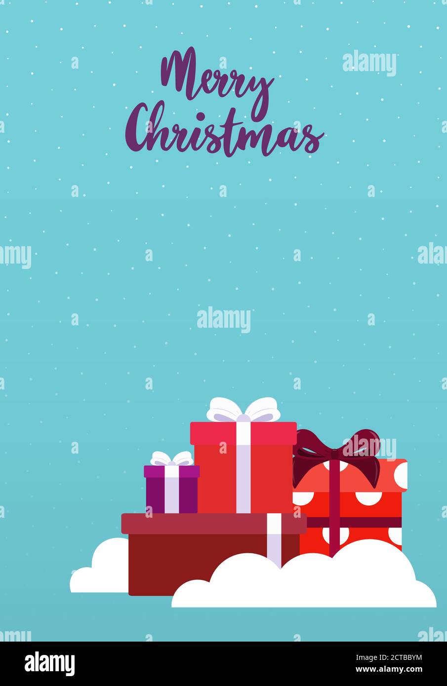 Merry Christmas greeting card template Vector illustration in flat ...
