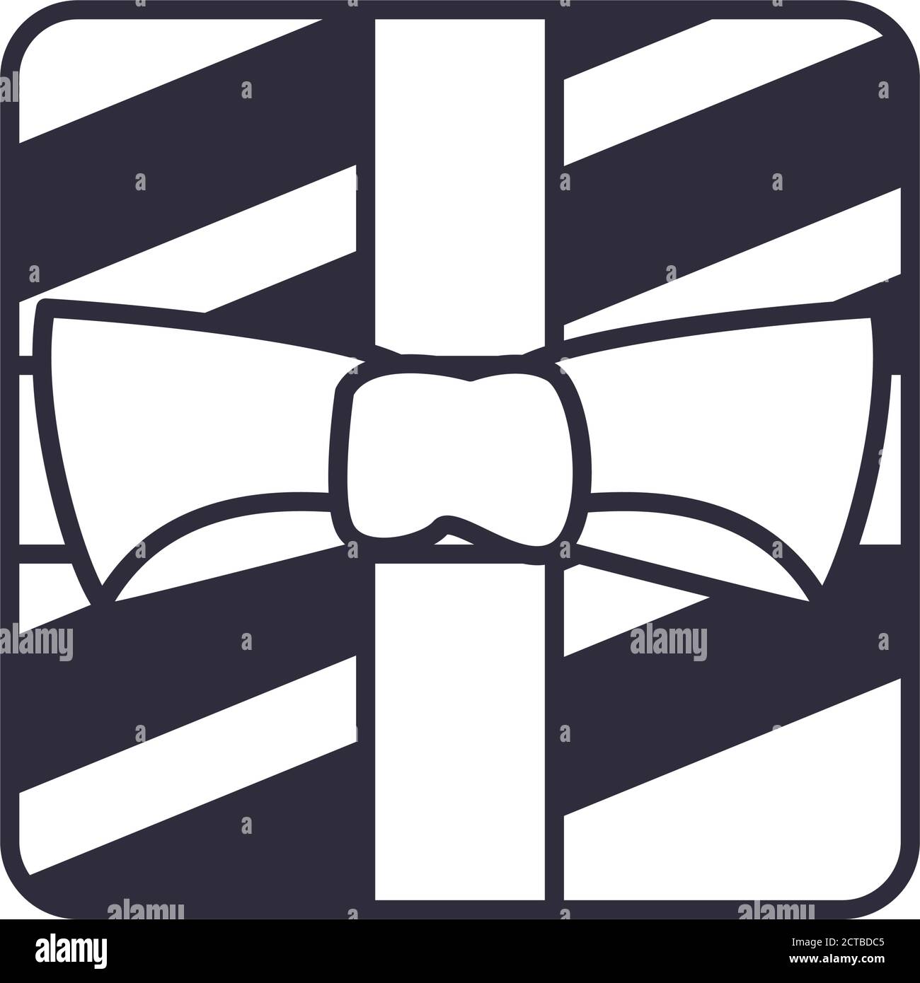 striped gift with bowtie line style icon design, happy birthday ...