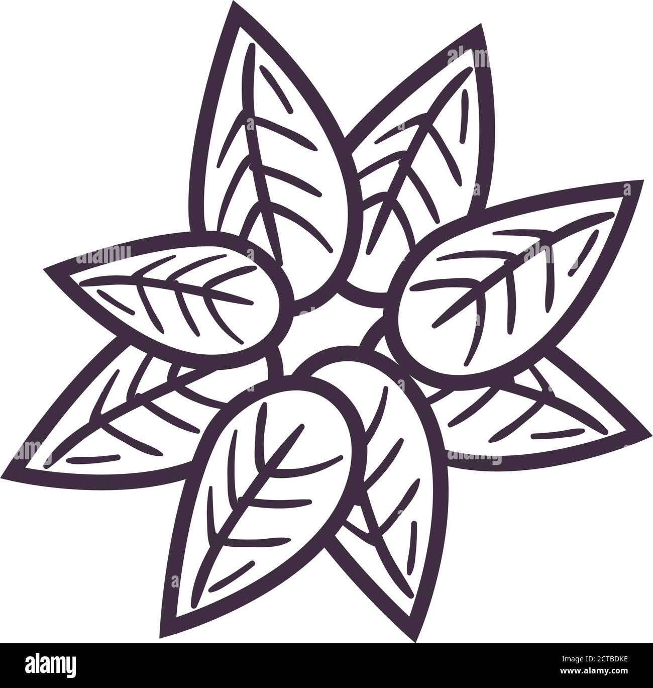 Isolated leaves line style icon design of Natural floral nature and ...
