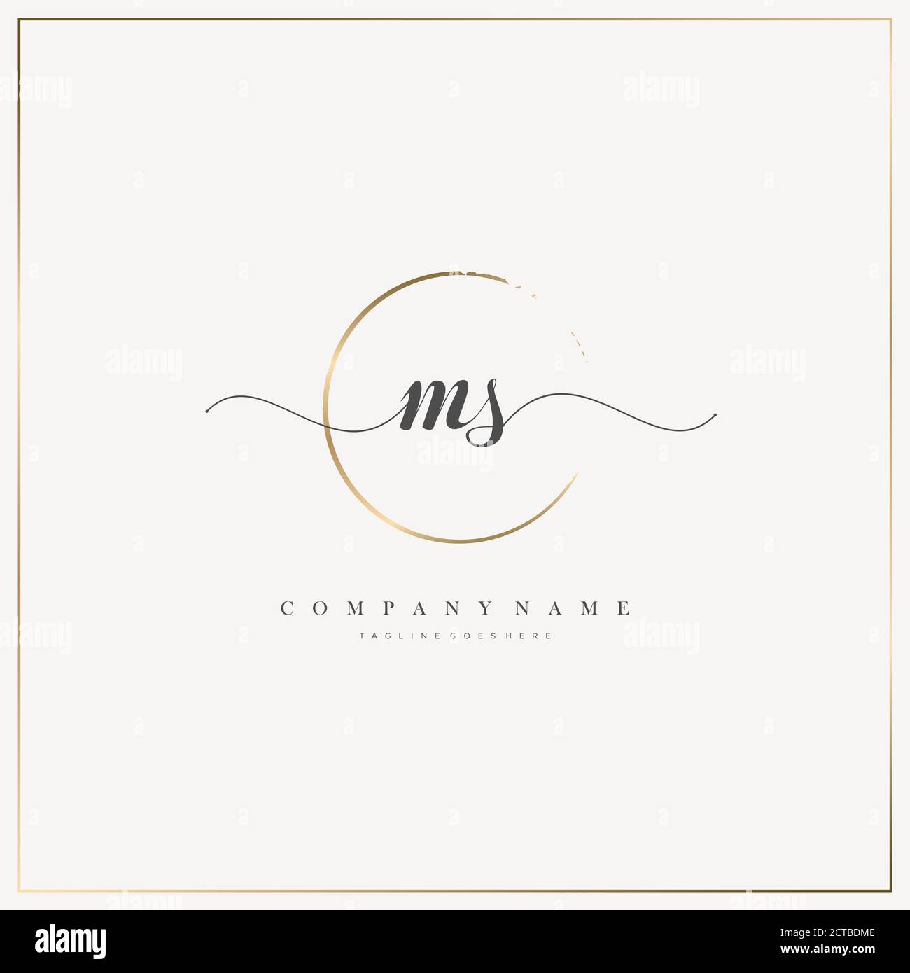 MS Initial Letter handwriting logo hand drawn template vector, logo for beauty, cosmetics, wedding, fashion and business Stock Vector