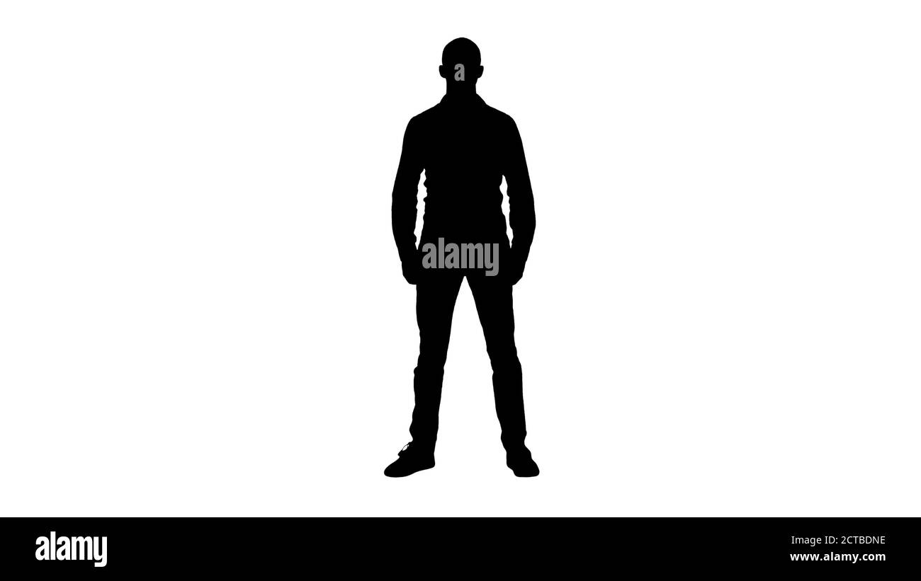 Silhouette Young arabic man smiling. Stock Photo