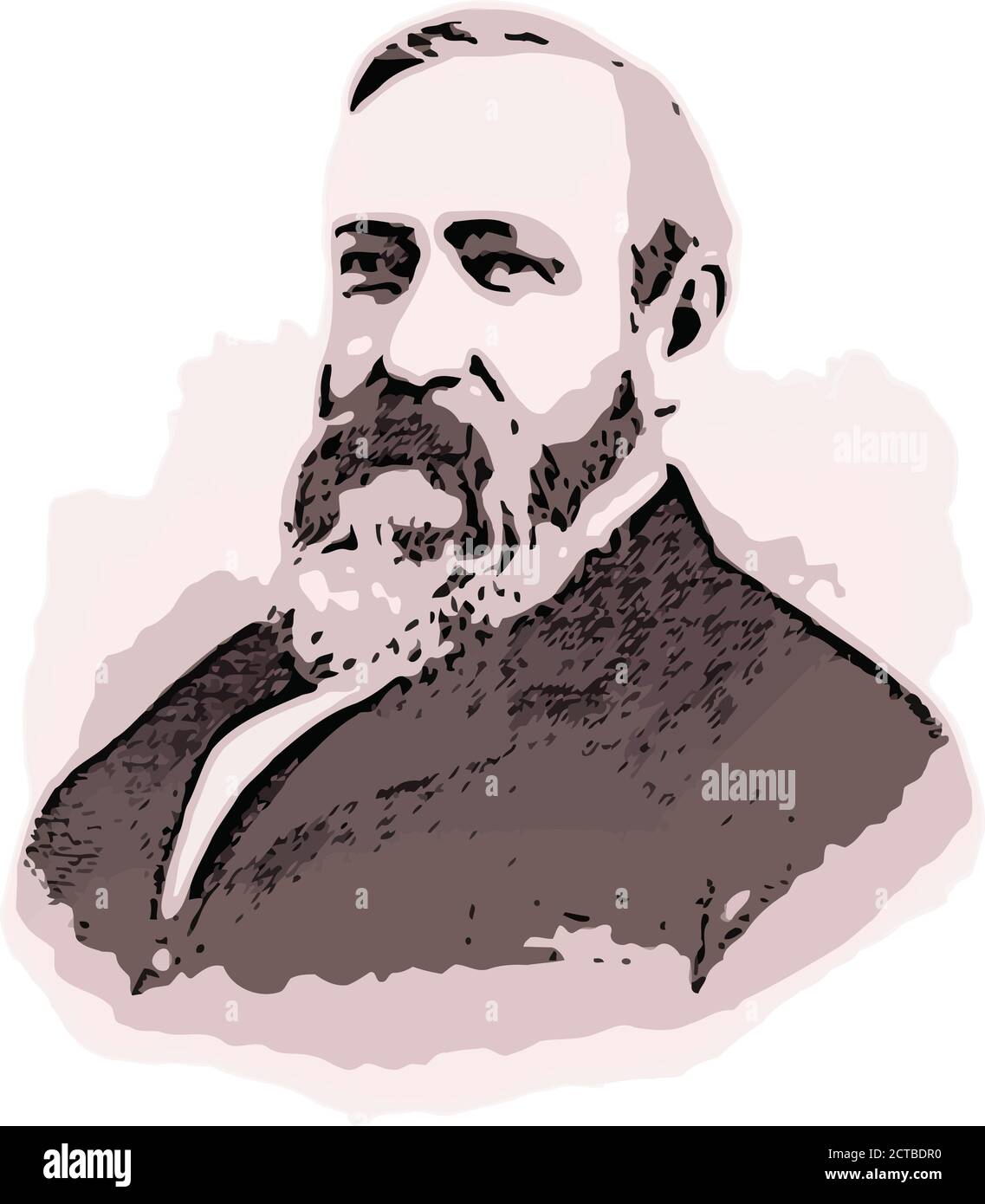 Vector portrait of president Benjamin Harrison. Benjamin Harrison (1833 – 1901) was an American politician and lawyer who served as the 23rd president Stock Vector