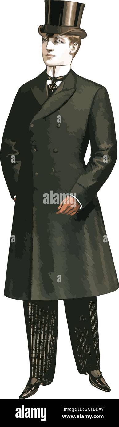 Vector of retro men's fashion. 1900s Stock Vector