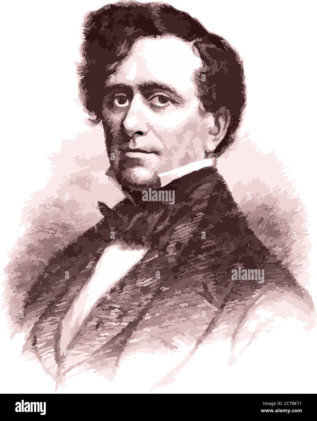 Vector portrait of president Franklin Pierce.  Franklin Pierce (1804 – 1869) was the 14th president of the United States (1853–1857), a northern Democ Stock Vector