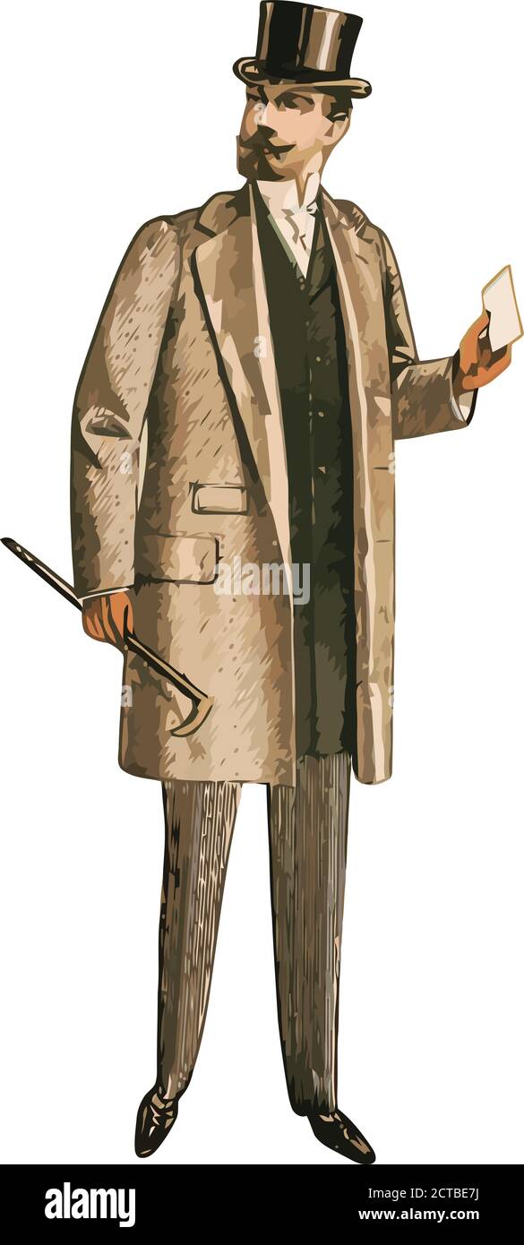 Vector of retro men's fashion. 1900s Stock Vector