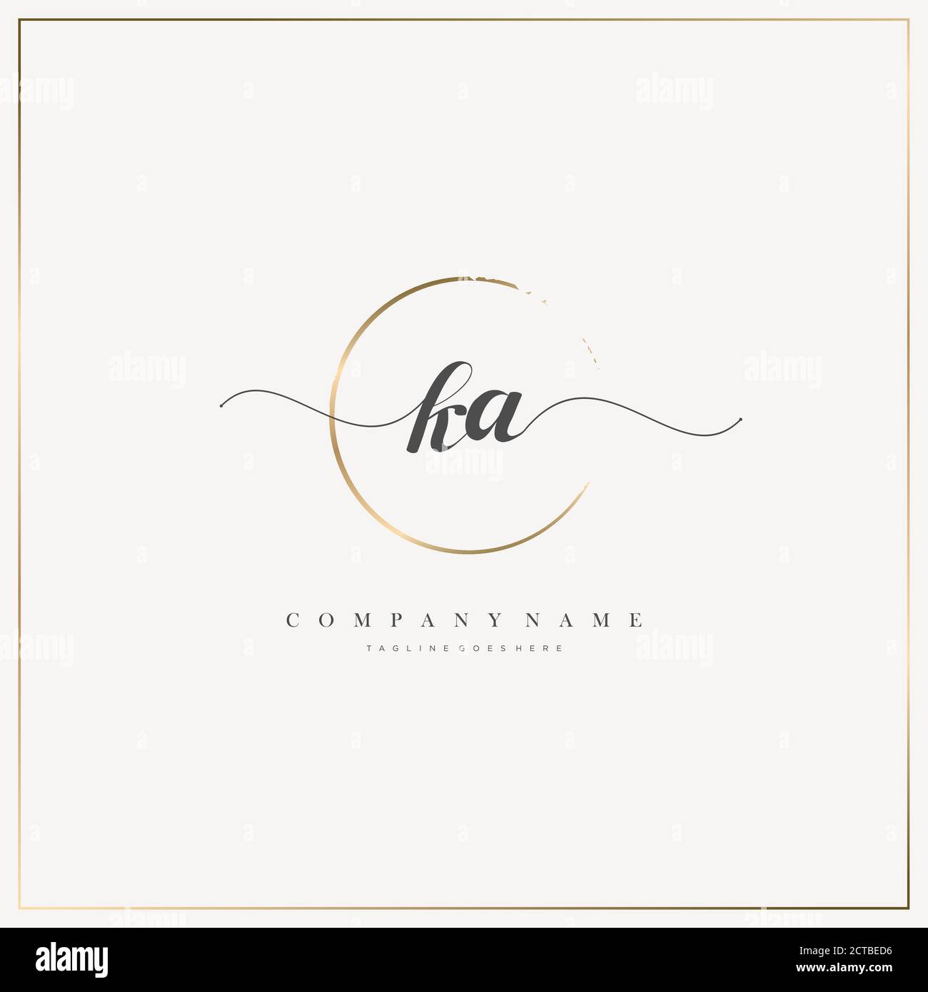 KA Initial Letter handwriting logo hand drawn template vector, logo for beauty, cosmetics, wedding, fashion and business Stock Vector