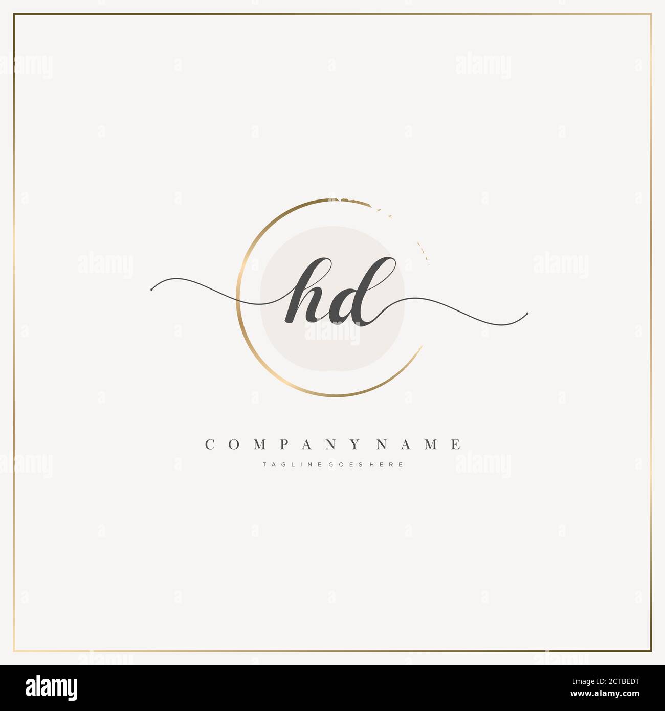 HD Initial Letter handwriting logo hand drawn template vector, logo for beauty, cosmetics, wedding, fashion and business Stock Vector