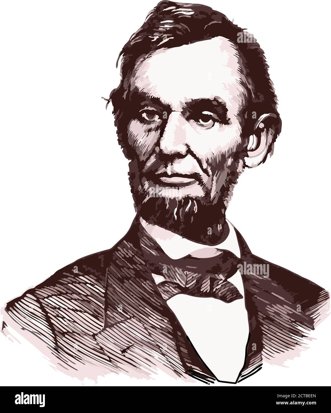 Vector portrait of president Abraham Lincoln. Abraham Lincoln (1809 – 1865) was an American statesman and lawyer who served as the 16th president of t Stock Vector
