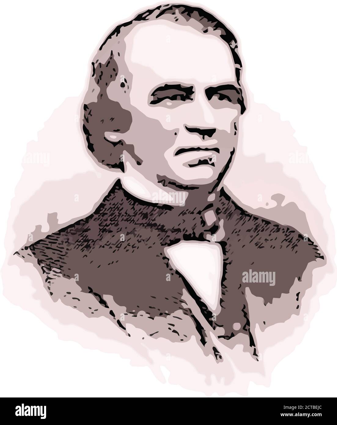 Vector portrait of president Andrew Johnson. Andrew Johnson (1808 – 1875) was the 17th president of the United States, serving from 1865 to 1869. He a Stock Vector