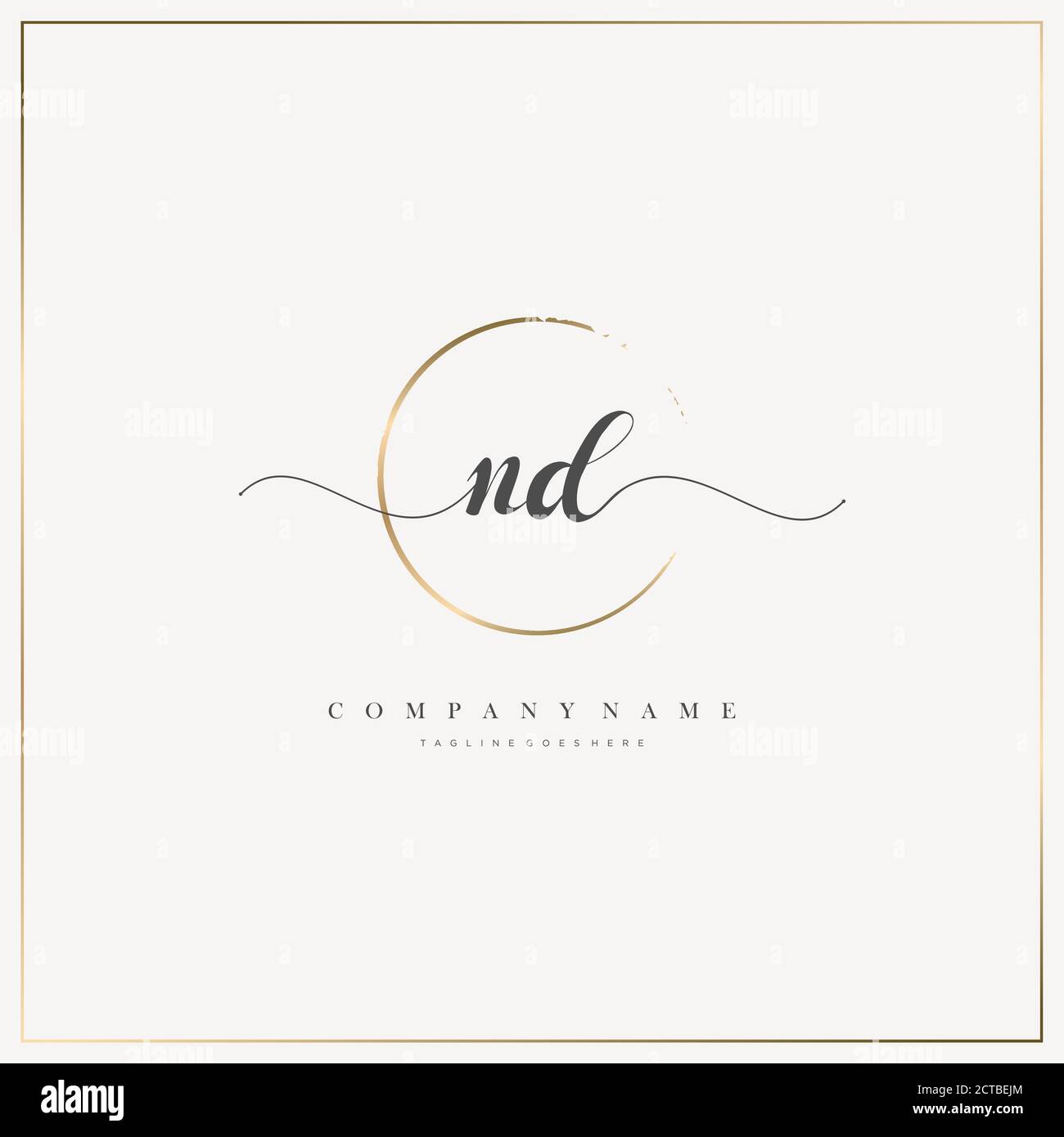 ND Initial Letter handwriting logo hand drawn template vector, logo for beauty, cosmetics, wedding, fashion and business Stock Vector