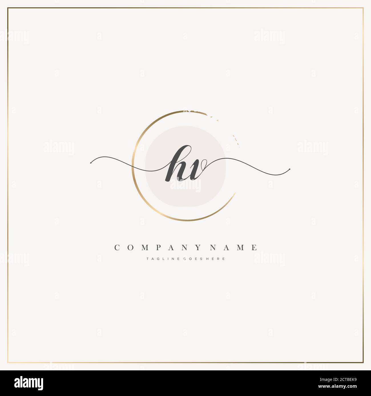 HV Initial Letter handwriting logo hand drawn template vector, logo for beauty, cosmetics, wedding, fashion and business Stock Vector