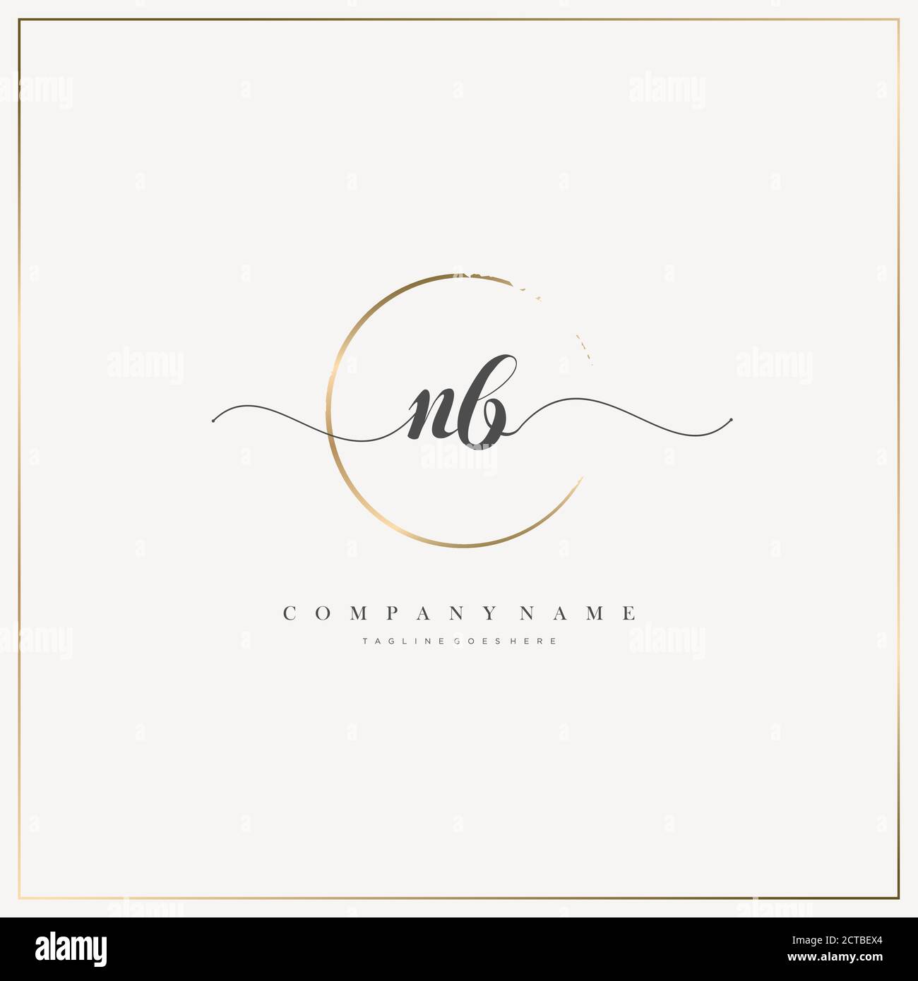 NB Initial Letter handwriting logo hand drawn template vector, logo for beauty, cosmetics, wedding, fashion and business Stock Vector