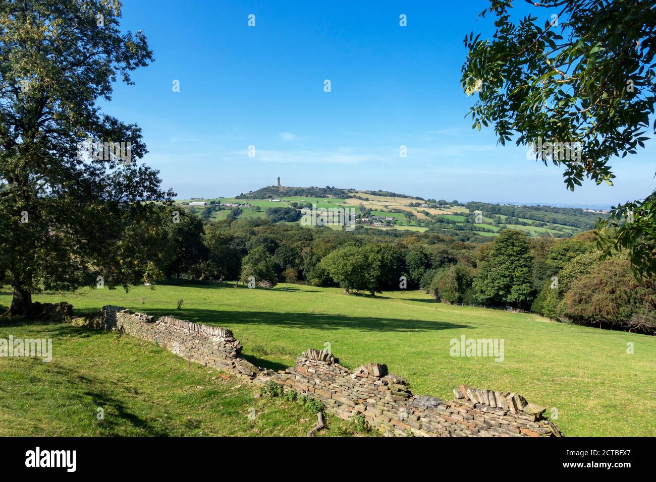 Castle Hill from near Farnley Tyas, Huddersfield, West Yorkshire, England, UK Stock Photo