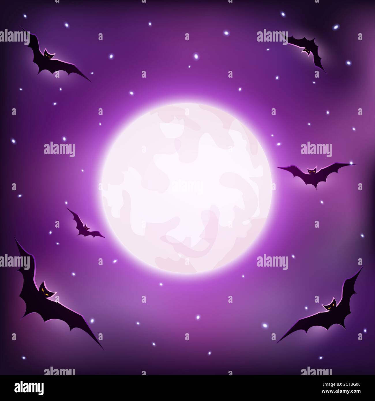 Halloween background with bats and full moon. Vector illustration Stock