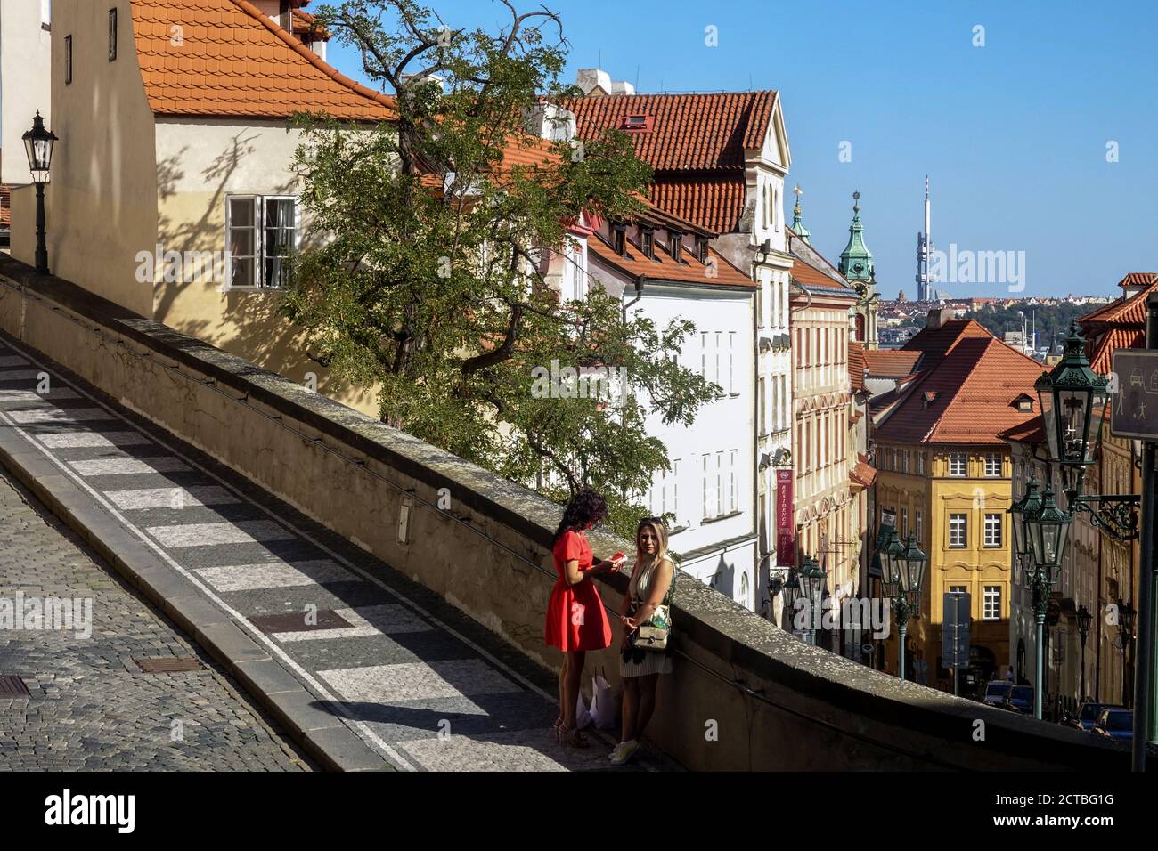Prague Mala Strana street scene Nerudova street view Stock Photo