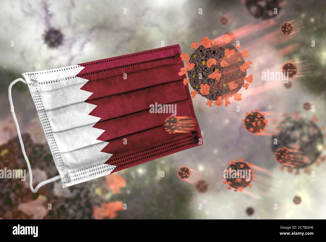 Face mask with flag of Qatar, defending coronavirus Stock Photo Alamy