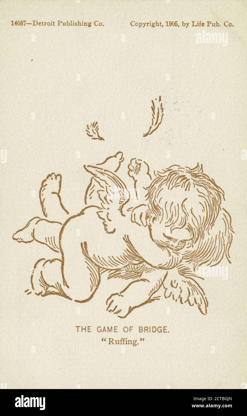 Ruffing, The Game of Bridge, Life Cartoons, still image, Postcards, 1898 - 1931 Stock Photo