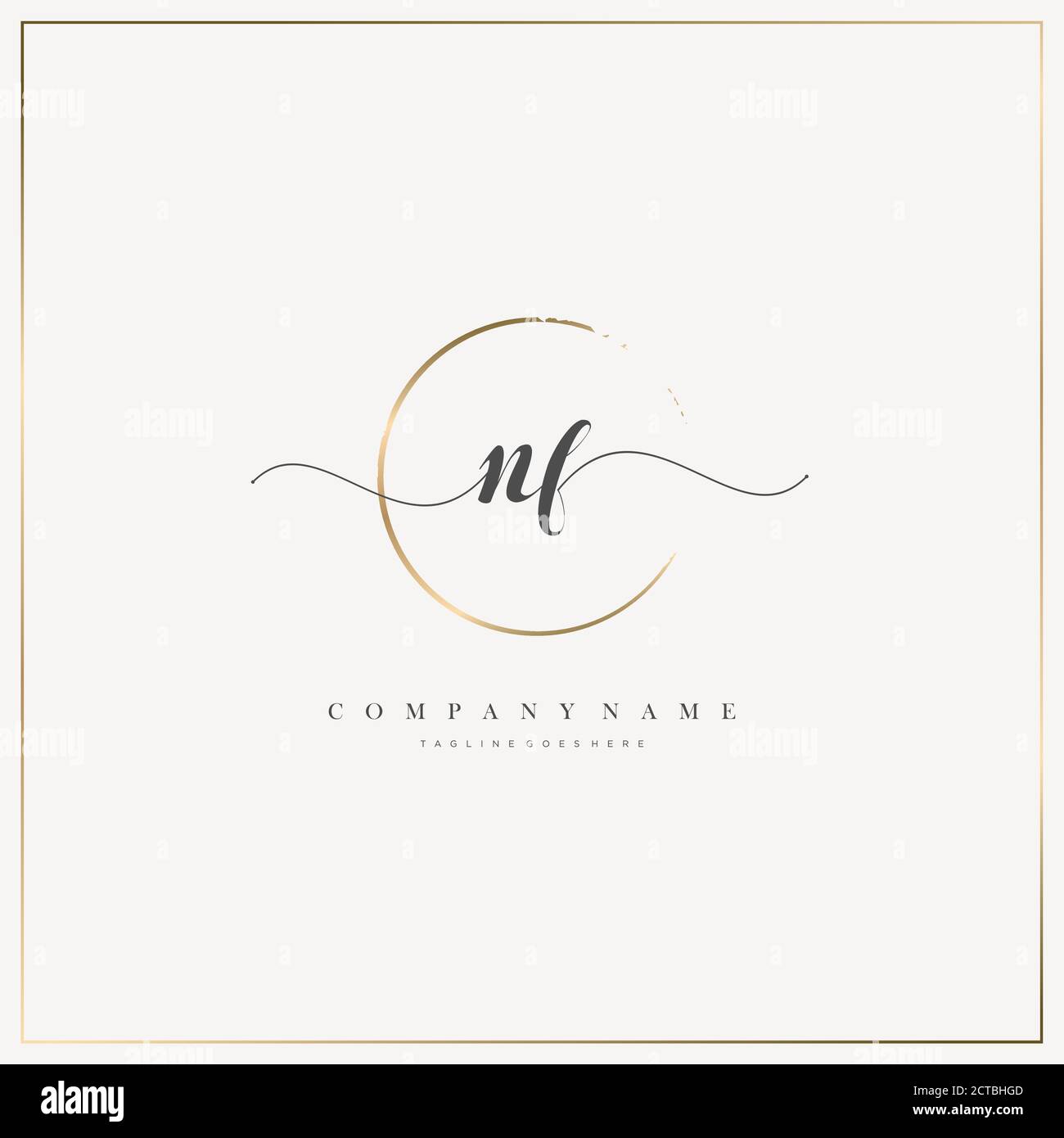 NF Initial Letter handwriting logo hand drawn template vector, logo for beauty, cosmetics, wedding, fashion and business Stock Vector