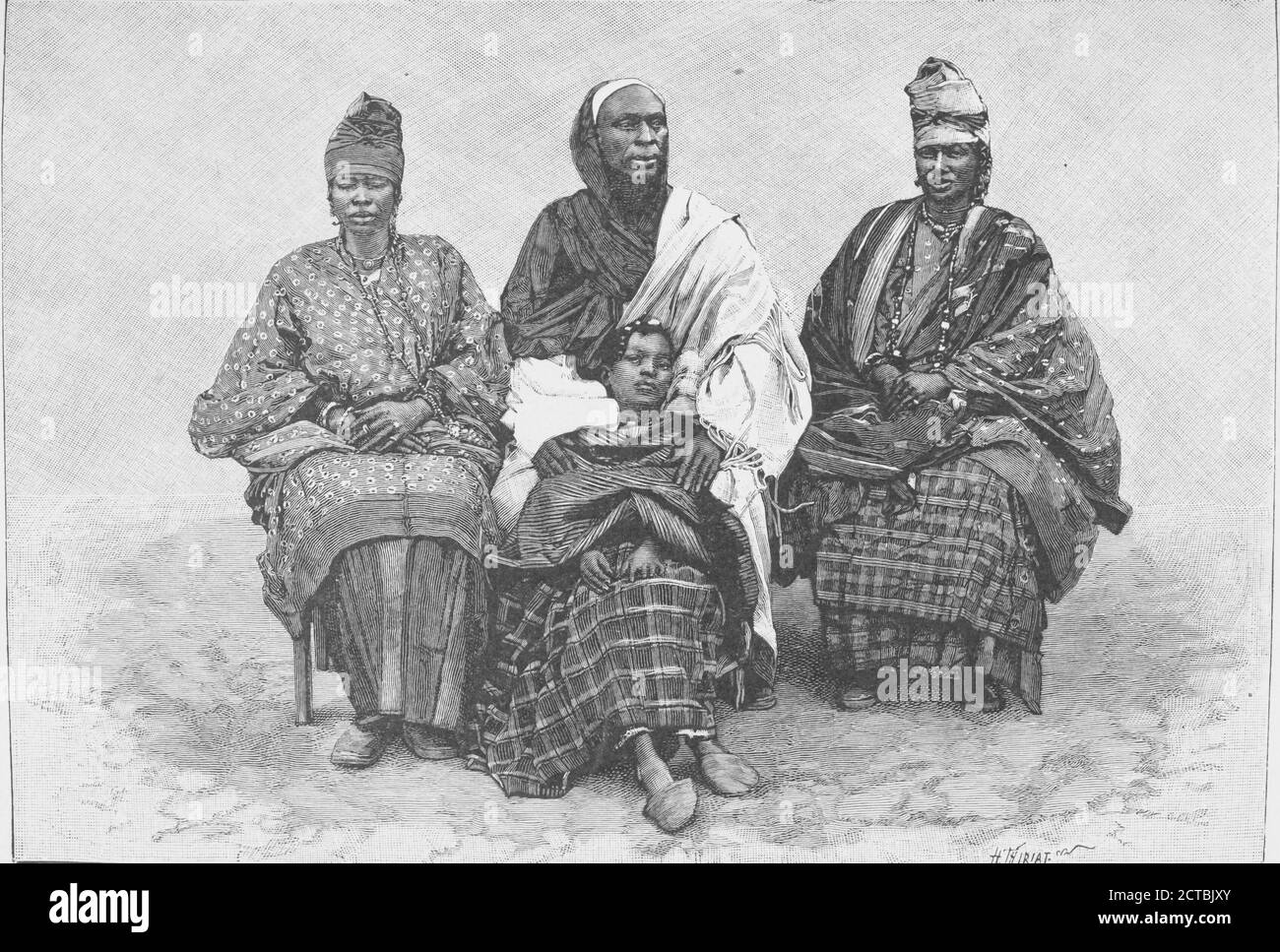 Toucouleur types - the interpreter Alpha Sega and his sisters., still image, 1890 - 1893, Reclus, Elisée, 1830-1905 Stock Photo