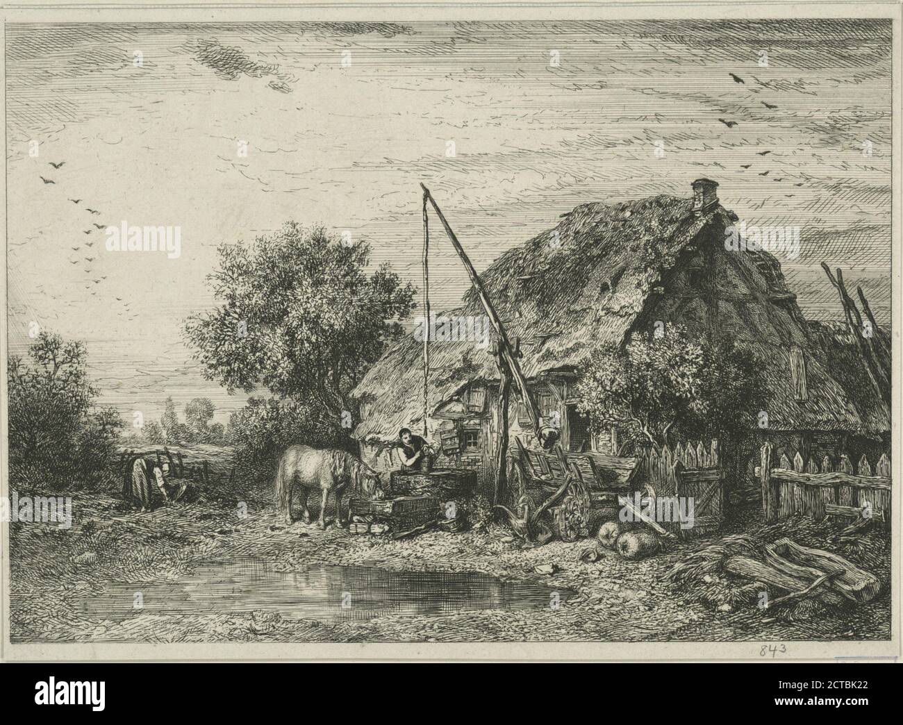 Paysage : chaumière., still image, Prints, 1845 Stock Photo