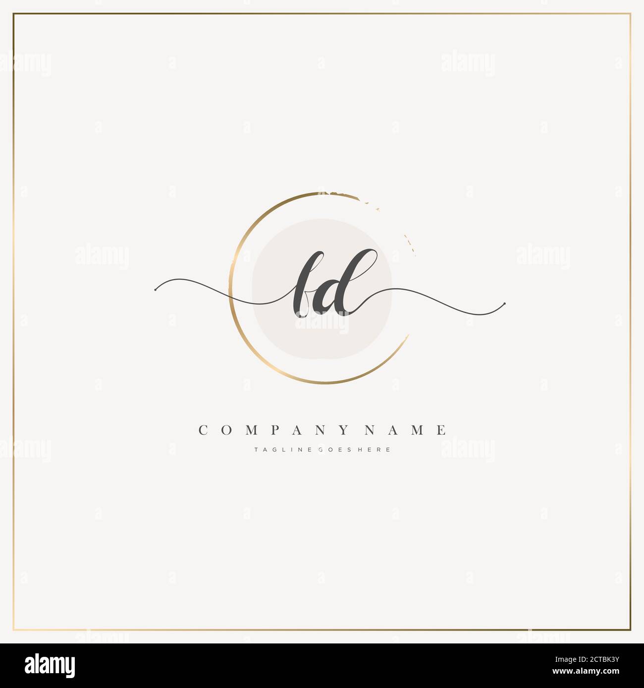 FD Initial Letter handwriting logo hand drawn template vector, logo for beauty, cosmetics, wedding, fashion and business Stock Vector