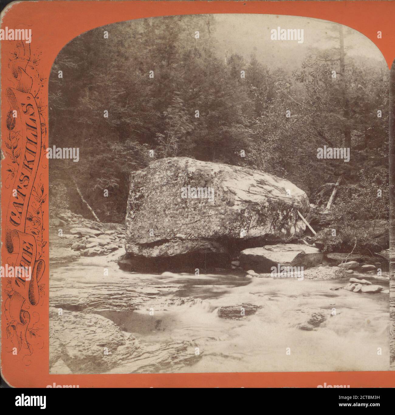 Bowlder above Artists Grotto, Palensville., Loeffler, J. (John Jacob) (1834-1901), New York (State), Catskill Mountains (N.Y Stock Photo