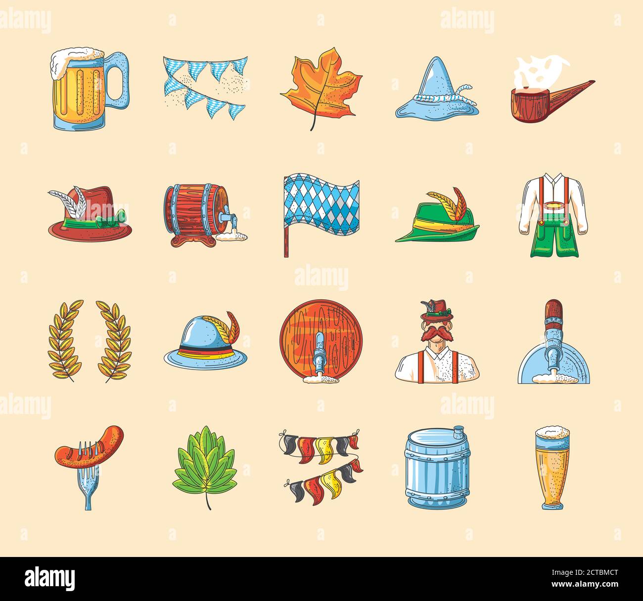 set of icons of the oktoberfest festival vector illustration design ...