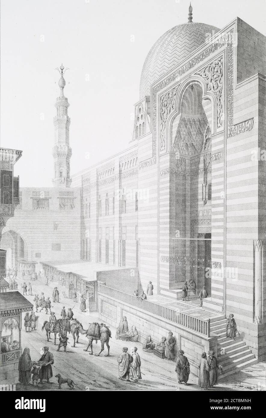 Vue extérieure de la Mosquée El-Moyed, sur le Bazar El-Soukkaryeh, still image, Prints, 1839, Coste, Pascal, 1787-1879, Courtin, Louis (fl. 1809-1841), Ollivier, Emile Edmond (1800-1864 Stock Photo